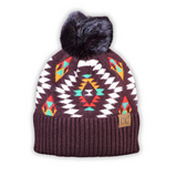 C.C. Aztec Pom Beanie - Dark Berry