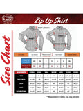 Size chart for Cowgirl Tuff Sunburst Zip Top – Orange Metallic Long Sleeve