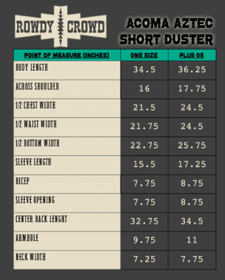 Acoma Aztec Duster – Apparel from Bronco Western Supply Co.