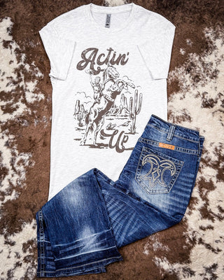 Actin' Up Graphic Tee - Oat – Shirts & Tops from Bronco Western Supply Co.