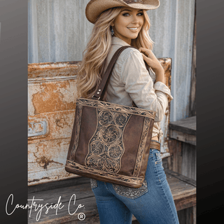 Adeline Tooled Leather Tote Bag by Countryside Co. – Purses & Wallets from Bronco Western Supply Co.