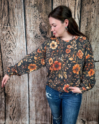 Amber Blossom Ribbed Sweater Top by Sterling Kreek – Shirts & Tops from Bronco Western Supply Co.