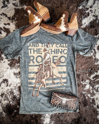 And They Call The Thing Rodeo Graphic Tee - Gray – Apparel from Bronco Western Supply Co.