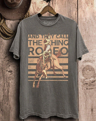 And They Call The Thing Rodeo Graphic Tee - Gray – Apparel from Bronco Western Supply Co.