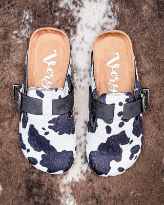 Andi Slip on Mule in Black Cow Print by Very G – Women's Shoes from Bronco Western Supply Co.