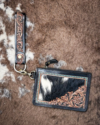 Apache Twilight Handtooled Hairon Leather Card Holder by Myra Bag – Purses & Wallets from Bronco Western Supply Co.