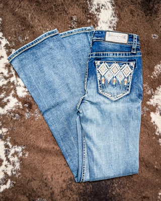 Arielle Aztec Easy Bootcut Jeans in Medium Wash by Grace in LA – Apparel from Bronco Western Supply Co.