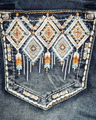Arielle Aztec Easy Bootcut Jeans in Medium Wash by Grace in LA – Apparel from Bronco Western Supply Co.