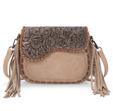 Asher Montana West Saddle Fringe Crossbody - Tan - Purses & Wallets - Montana West - Bronco Western Supply Co.