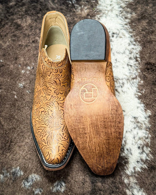 Ava Embossed Bootie in Tan by Roper – Women's Shoes from Bronco Western Supply Co.