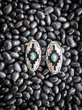 Azure Aztec Patterned Metal Stud Earrings - Jewelry - Bronco Western Supply Jewelry - Bronco Western Supply Co.