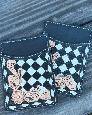 Hadley Checkered Leather Card Holder in Brown by Countryside Co.