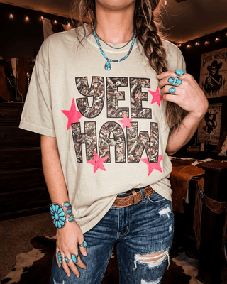 Backwoods Yee Haw Camo Graphic Tee – Apparel from Bronco Western Supply Co.