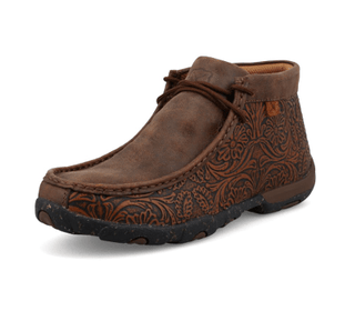 Bella Twisted X Chukka Driving Moc - Brown & Tooled Brown – Women's Shoes from Bronco Western Supply Co.