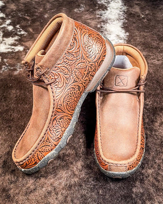 Bella Twisted X Chukka Driving Moc - Brown & Tooled Brown – Women's Shoes from Bronco Western Supply Co.