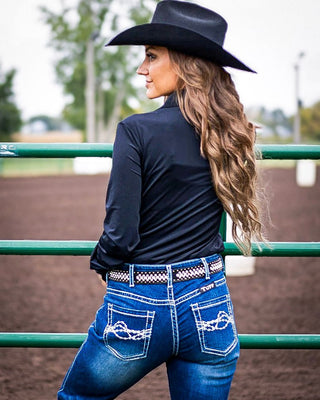 Black Breathe Lightweight Jersey Pullover Button Up by Cowgirl Tuff – Apparel from Bronco Western Supply Co.