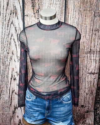 Black Horse Mesh Top – Apparel from Bronco Western Supply Co.