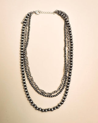 Blaze Navajo Style Pearl Layer Necklace - Natural - Faux Navajo Pearls - Bronco Western Supply Co.