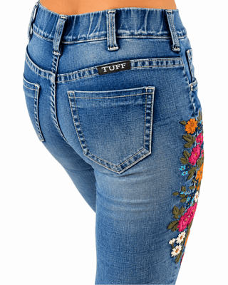 Bloom Floral Embroidered Pull On Trouser Jeans by Cowgirl Tuff – Apparel from Bronco Western Supply Co.