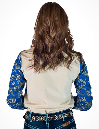 Blue Paisley & Cream Retro Pullover Button Up by Cowgirl Tuff – Apparel from Bronco Western Supply Co.