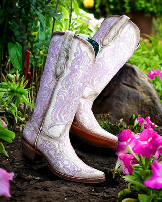 Blush Dawn Color-Changing Snip Toe Boots in White and Pink by Corral Boots – Women's Boots from Bronco Western Supply Co.