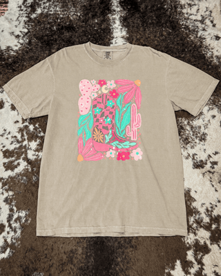 Boho Floral Cowgirl Boots Graphic Tee – Apparel from Bronco Western Supply Co.