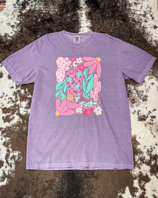 Boho Floral Cowgirl Boots Graphic Tee – Apparel from Bronco Western Supply Co.