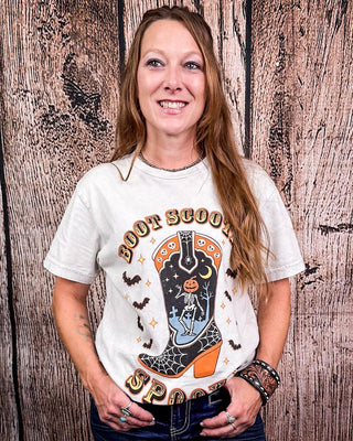 Boot Scootin Spooky Graphic Tee - Off White – Apparel from Bronco Western Supply Co.