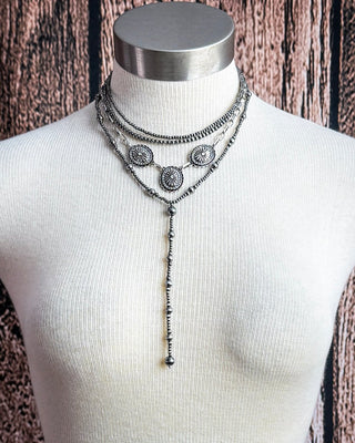 Briarwick Four Strand Concho Lariat Necklace Set – Jewelry from Bronco Western Supply Co.