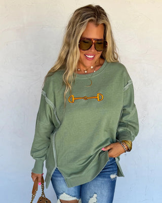 Bridle Path Embroidered Pullover in Sage – Apparel from Bronco Western Supply Co.