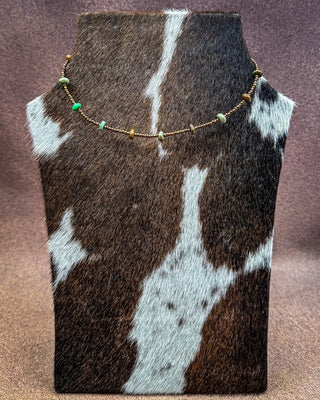 Bronze Seed Bead Necklace with Real Turquoise – Jewelry from Bronco Western Supply Co.