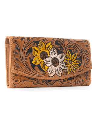 Brown Garden Tooled Leather Wallet by Myra Bag – Purses & Wallets from Bronco Western Supply Co.