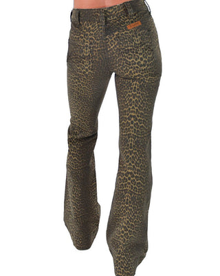 Leopard print pants on a white background