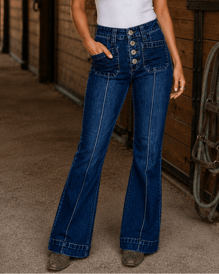 Button Up Dark Trouser Jeans by Cowgirl Tuff – Apparel from Bronco Western Supply Co.