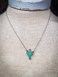 Cactus Pendant Necklace - Turquoise - Jewelry - Western Jewelry - Bronco Western Supply Co.