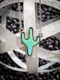 Cactus Pendant Necklace - Turquoise - Jewelry - Western Jewelry - Bronco Western Supply Co.