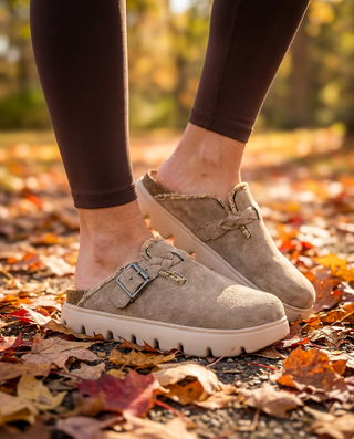Cali Buckle Platform Clog in Taupe by Very G – Women's Shoes from Bronco Western Supply Co.
