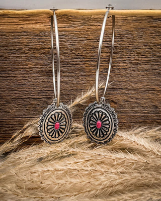 Calypso Concho Hoop Earrings in Hot Pink – Jewelry from Bronco Western Supply Co.