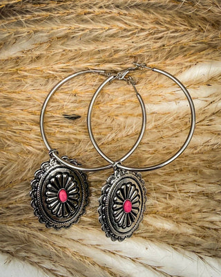 Calypso Concho Hoop Earrings in Hot Pink – Jewelry from Bronco Western Supply Co.
