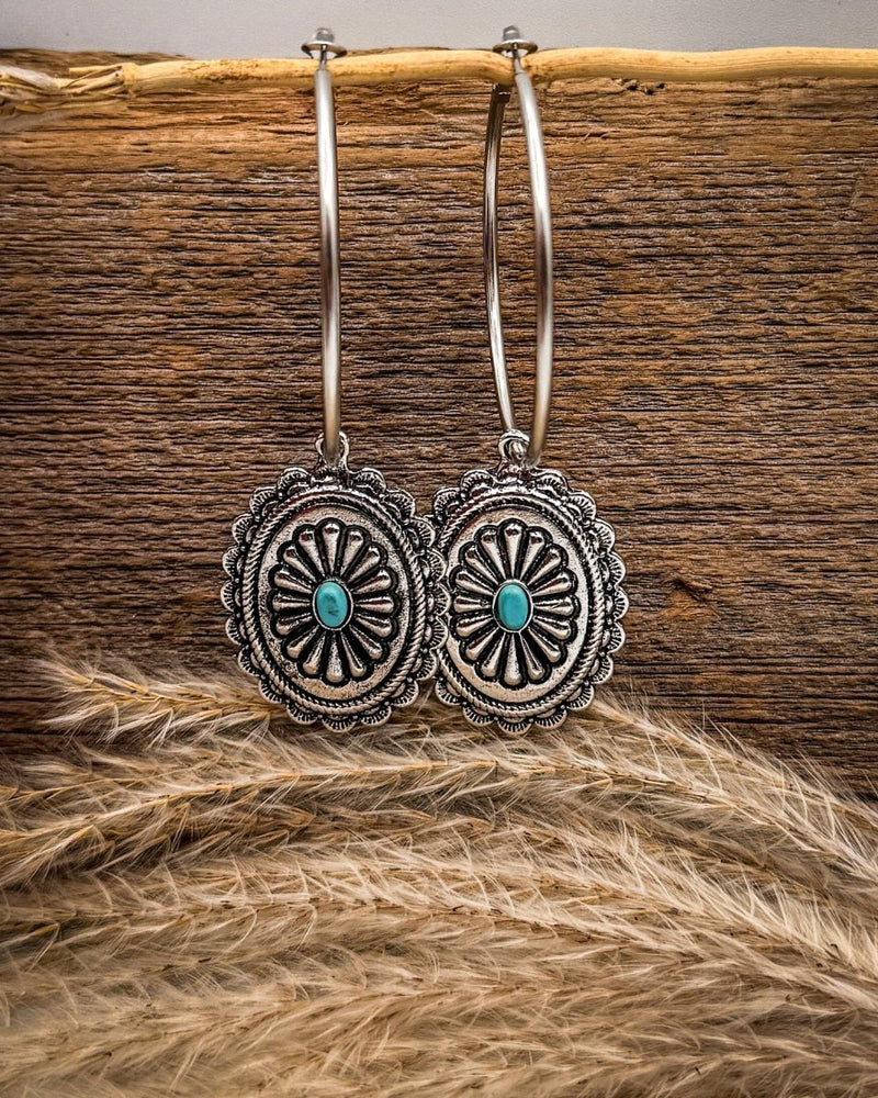 Calypso Concho Hoop Earrings in Turquoise – Jewelry from Bronco Western Supply Co.