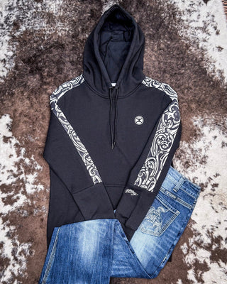 Canyon Ladies Hooey Hoodie in Black with Star Filigree – Apparel from Bronco Western Supply Co.