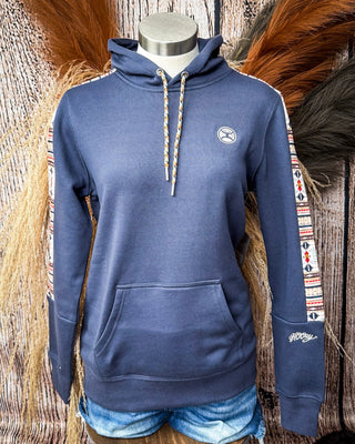 Canyon Ladies Hooey Hoodie in Blue with Aztec – Apparel from Bronco Western Supply Co.