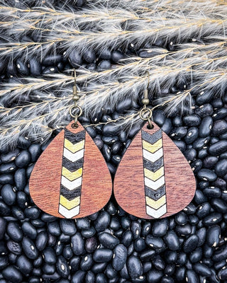 Cedar Lane Wood Teardrop Earrings in Brown Multi – Jewelry from Bronco Western Supply Co.