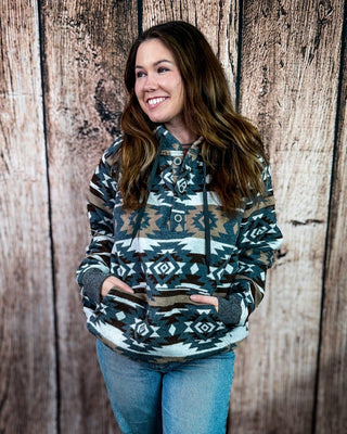 Cedarline Aztec Pullover Hoodie in Charcoal – Apparel from Bronco Western Supply Co.