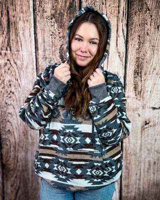 Cedarline Aztec Pullover Hoodie in Charcoal – Apparel from Bronco Western Supply Co.