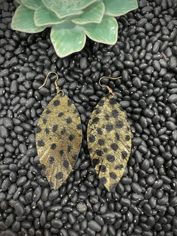 Chandler Feather Leather Earrings - Black/Gold - Jewelry - Bronco Western Supply Co. - Bronco Western Supply Co.