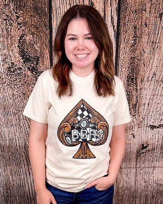 Checkered Tooled Spade Graphic Tee - Cream – Shirts & Tops from Bronco Western Supply Co.