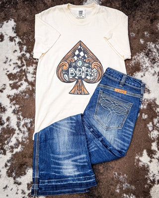 Checkered Tooled Spade Graphic Tee - Cream – Shirts & Tops from Bronco Western Supply Co.