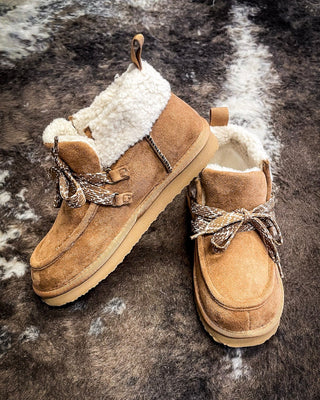 Cherilyn Fur Lined Ankle Bootie in Tan by Very G – Women's Shoes from Bronco Western Supply Co.