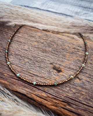 Copper Creek African Turquoise Glass Bead Choker – Jewelry from Bronco Western Supply Co.